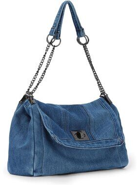 Denim Shoulder Bags for Women Retro Hobo Purse With Adjustable Chain Fashion Tot